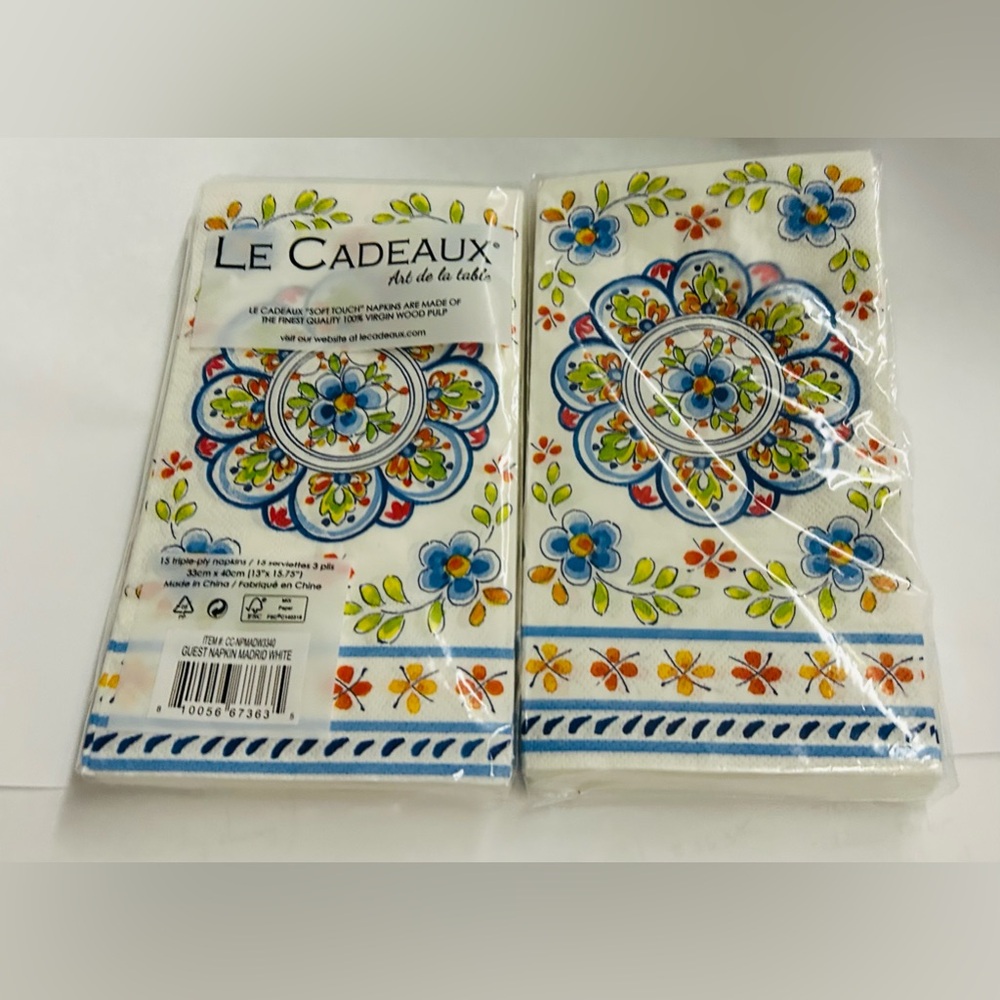 New 30 Le Cadeaux Art de la Table Guest Napkins Madrid White Triple Ply Napkins